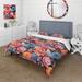 Designart "Harmonous Floral Vivid Tropical Birds I" Blue Cottage Bedding Cover Set With 2 Shams