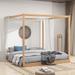 King Size Canopy Platform Bed Frame, Modern King Size Wood Canopy Floor Bed with Support Legs, No Box Spring Needed