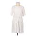 Old Navy Casual Dress Crew Neck Short sleeves: White Solid Dresses - Women's Size Medium