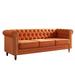 Orange Velvet Lounge Sofa Button Tufting Loveseat Sofa 3-seat Couch