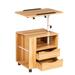 Height Adjustable Natural Nightstand with Swivel Top/ Drawers/ Wheels