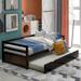 Twin Size Daybed with Trundle & Wood Frame Set & Premium Wooden Slat Support, Twin Captain Bed, Espresso