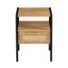 Modern Rattan End Table/Nightstand with 1 Shelf and 1 Drawer,Metal Legs