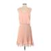 Express Cocktail Dress - Mini Scoop Neck Sleeveless: Pink Solid Dresses - Women's Size Medium