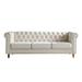 Chesterfield Sofa Settee Velvet Lounge Loveseat Sofa, Living Room Button Tufting Couch with Rolled Arm and Gold Strip Trim