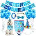 Pet Birthday Party Accessories Dog Hat Bow Tie Triangle Scarf Pull Flag Balloon Set Party Pink Blue Decoration Supplies