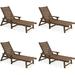 Efurden Chaise Lounge Set of 4 Poly Lumber Outdoor Lounge Chair with Adjustable Backrest for Poolside Patio Garden (Brown)