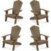 Efurden Adirondack Chair Set of 4 Outdoor Oversized Patio Chair Poly Lumber Fire Pits Chair for Poolside Lawn and Garden (Light Brown)