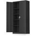 xrboomlife Metal Cabinet with Lock Lockable Garage Tool Cabinet with Doors and Shelves Tall Steel Cabinet for Garage Heavy-Duty Black File Cabinet for Home Office Gym School