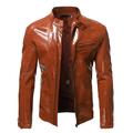 YUHAOTIN Jacket Hunting Jacket Men s Fashion Slim Leather Jacket Stand Collar Zipper Pocket Jacket Coat