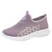 ZIZOCWA Women Tennis Running Shoes Slip On Sneakers Non-Slip Floral Printed Mesh Breathable Walking Gym Shoes Lightweight Work Shoes Purple Size7