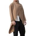 YUHAOTIN Brown Leather Jacket Hunting Jacket Mens Cotton and Linen Cape Long Irregular Cloak Long Sleeve Coat