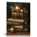 FLORID Vintage Christmas Canvas Wall Art Rustic Books Art Still Life Pictures for Wall Merry Christmas Poster Winter Print Xmas Dark Academia Decor Wall Decorations Gifts 12x16in Unframed