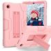 Dteck Case for Lenovo Tab M8 4th Generation 8.0-inch TB-300FU/TB-300XU Shockproof 3-Layer Protection Armor Kids Friendly Case Heavy Duty Protective Kickstand Cover Rosegold