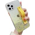Gradient Color Glitter Wristband Stand Phone Case TPU Girls Fashion Shockproof Bumper for iPhone 11 14 Pro Max 13 12 Mini 7 8 14 Plus SE XS XR Back Cover(Yellow iPhone 12 Pro)