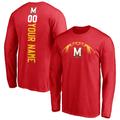 Men's Fanatics Branded Red Maryland Terrapins Playmaker Football Personalized Name & Number Long Sleeve T-Shirt