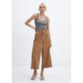 Wideleg trousers with belt brown - Woman - S - MANGO