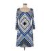 Jessica Simpson Casual Dress - Mini Scoop Neck 3/4 sleeves: Blue Dresses - Women's Size 12
