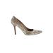 Stuart Weitzman Heels: Pumps Stilleto Boho Chic Ivory Snake Print Shoes - Women's Size 8 - Pointed Toe