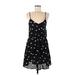 Shein Casual Dress - Mini Plunge Sleeveless: Black Polka Dots Dresses - Women's Size 6