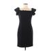 Kensie Casual Dress - Sheath Square Short sleeves: Black Print Dresses - Women's Size 8