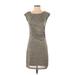 Ann Taylor LOFT Casual Dress - Sheath Scoop Neck Short sleeves: Gray Solid Dresses - Women's Size X-Small