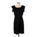 Ann Taylor LOFT Casual Dress - Sheath: Black Solid Dresses - Women's Size 4