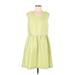 Kensie Casual Dress - A-Line V Neck Sleeveless: Green Dresses - Women's Size Large