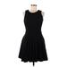 White House Black Market Casual Dress - A-Line Scoop Neck Sleeveless: Black Print Dresses - Women's Size 8