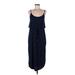 Emery Rose Casual Dress - Midi Scoop Neck Sleeveless: Blue Print Dresses - Women's Size Medium