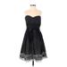 BCBGMAXAZRIA Cocktail Dress - A-Line Sweetheart Sleeveless: Black Solid Dresses - Women's Size 0