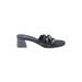 Anne Klein Heels: Slip-on Chunky Heel Casual Black Print Shoes - Women's Size 7 - Open Toe