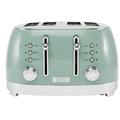 Haden Bristol Green 4 Slice Toaster - Extra Wide Slots, Dual Browning Control, Stainless Steel Housing with Sage Green Finish, For All Toast Preferences, Defrost, Reheat, and Cancel Functions