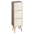 URBNLIVING Wooden Storage 3 Tier Bookcase Scandinavian Style BEECH Legs Unit With Drawers (Antique Oak Bookcase, Cream Insert)