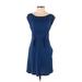 BCBGMAXAZRIA Casual Dress - Sheath: Blue Solid Dresses - Women's Size 2X-Small