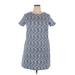 Ann Taylor LOFT Casual Dress - Shift: Blue Chevron/Herringbone Dresses - Women's Size 14