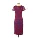 JS Collection Casual Dress - Midi Crew Neck Short sleeves: Red Dresses - Women's Size 4