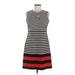 Calvin Klein Casual Dress - Shift: Black Stripes Dresses - Women's Size 6