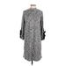 Ophelia Roe Casual Dress - Shift Mock 3/4 sleeves: Gray Marled Dresses - Women's Size Small