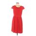 J.Crew Casual Dress - Mini Scoop Neck Short sleeves: Red Print Dresses - Women's Size 10