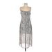 Lulus Casual Dress - High/Low: Gray Snake Print Dresses - Women's Size Small