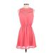 Collective Concepts Casual Dress - Mini High Neck Sleeveless: Pink Print Dresses - Women's Size X-Small Petite