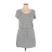 Olive and Oak Casual Dress - Mini Scoop Neck Short sleeves: Gray Print Dresses - Women's Size X-Large