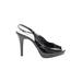 Style&Co Heels: Slingback Stilleto Minimalist Black Solid Shoes - Women's Size 9 1/2 - Peep Toe
