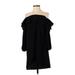 Amanda U. Casual Dress - Shift Off The Shoulder Short sleeves: Black Print Dresses - Women's Size P