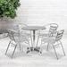 George Oliver Johannette Round Aluminum Indoor-Outdoor Restaurant Dining Table Set w/ 4 Slat Back Chairs Metal in Gray | Wayfair