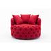 Accent Chair - Rosdorf Park Keyson Upholste Swivel Accent Chair Linen/Fabric in Red | 28.74 H x 42.9 W x 41.34 D in | Wayfair