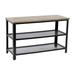 17 Stories Sochi 3-Tier Entryway Bench w/ Mesh Metal Shoe Storage Shelves Wood/Manufactured Wood in Black | 17.5 H x 28.75 W x 11.75 D in | Wayfair