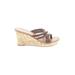 Makalu Wedges: Slide Platform Boho Chic Brown Print Shoes - Women's Size 9 1/2 - Open Toe