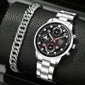 Montres de sport à quartz en acier inoxydable pour hommes montre-bracelet de luxe argent